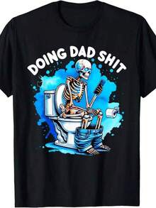 Camiseta de hombre con estampado de anime, con diseños como "Doing Dad", "Step Dad", "Skeleton Dad", "Joke Happy Father's Day". Camiseta cómoda de algodón puro, estampada, de manga corta, con gráficos. Camiseta de moda fresca para el verano, ideal para uso casual en todas las estaciones. ‌ Moda de Verano, Ropa Casual, Estilo Urbano, Atuendos Cotidianos, Cómodo, Moderno, Estilo de Vida Activo, Clásico, Look de Verano Relajado, Regalo Ideal - Negro - Ver 8