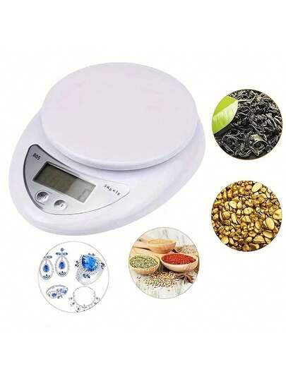 1 pieza Báscula de cocina digital de 5kg/1g con pantalla LED - Fácil de limpiar, funciona con pilas AAA (no incluidas), báscula de cocina, báscula de alimentos, báscula de peso de cocina, báscula de cocina precisa, báscula digital portátil, báscula electrónica de café, báscula electrónica de cocina con LED, báscula para hornear, accesorios de cocina, herramientas de repostería, suministros de cocina, báscula electrónica de micro alimentos, adecuada para hierbas, alimentos, joyas, metales preciosos, té, productos secos