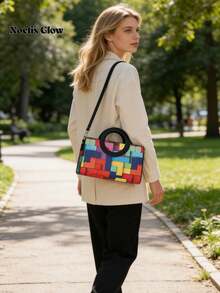 Ladies Composite Fabric Flowers And Leaves Contrast Color Pleated Shoulder Straps Bow Accessories Summer Travel Vacation Shoulder Underarm Bag, Fashionable Bow Purse For Women - 彩色 - 查看 9