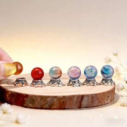 6 Sets Of 1:12 Scale Magic-Themed Crystal Balls + Bases, Mini Decorative Props For Dollhouses And Micro-Photography.