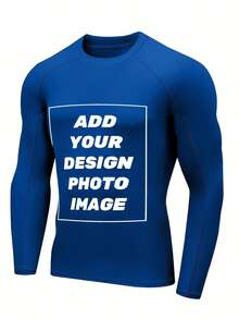 Custom Men's Basic Skins Long Sleeve Rash Guard Swim Shirts Personalized Print Quick Dry Bathing Shirt For Men Fishing Surfing- Add Your Image Photo Design Special Gift - Royal Blue - View 5