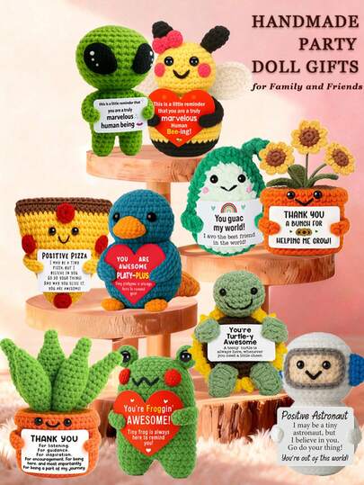 1pc Handmade Crochet Desktop Decor Figurine, Cute Animal & Plant Sci-Fi Design, Birthday, Mother's Day, Father's Day Gift For Family, Friends, Coworkers, Positive Emotions, Graduation, Holiday, Party Favor