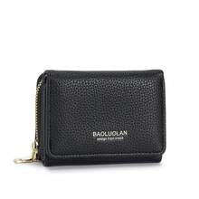 4 In 1 Women's Small Slim Wallet Coin Purse Documents With Zipper And Magnet Button Christmas Secret Santa - Black - View 3