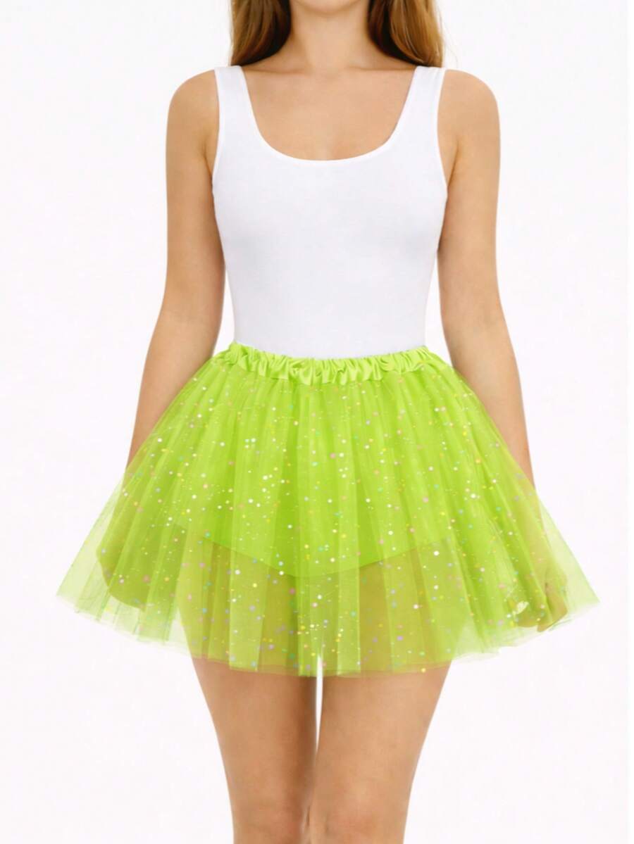 Carnival Tulle Skirt - Lime Green - View 1