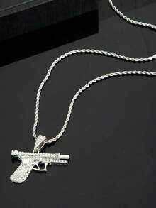 1pc New Arrival Necklace, Creative Hip-Hop Mini Gun Pendant Necklace - Multicolor - View 5