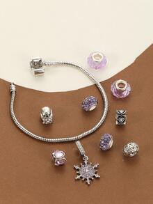 极简时尚心形花朵紫色软陶串珠手链DIY，珠子，吊坠，饰品，创意DIY配件 - 彩色 - 查看 3