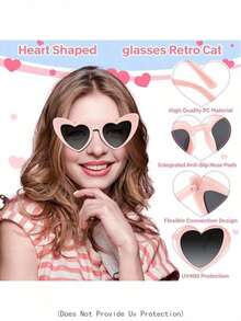 1-10个心形相框装饰照片眼镜，时尚优雅，男女通用，适合外出、运动、派对、新年庆祝活动 - 彩色 - 查看 5