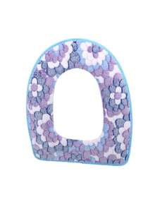 Floral Contrast Soft Washable Toilet Seat Cover - Essential For Autumn/Winter, Soft Washable Bathroom Accessories, Easy To Install, Soft Washable Non-Electric Bathroom Accessories - Multicolor - View 8