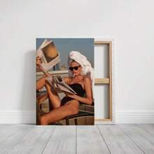 2D Flat Print, 1pc Framed Canvas Wall Art, Vintage Magazine Poster, Retro Fashion Art Print Canvas Poster Painting Home Wall Decor, Ideal Gift For Bedroom Living Room Hallway Dorm, Ready To Hang - 列印 - 查看 3