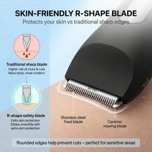 Men's Professional Body Groomer & Electric Shaver – Full Body Hair Trimmer With Ceramic Blade, Precision Grooming For Beard, Chest & Body, Low Noise, Waterproof Design, USB Rechargeable For Gym, Travel & Daily Care, Ideal Christmas Gift For Men - Black - View 6