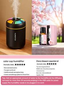 1个迷你USB车载加湿器，ABS多功能夜灯冷雾加湿器，室内香薰加湿器，USB供电，2种工作模式，7色LED氛围灯，自动关机，静音喷雾，日常加湿，便携式精油香薰机，车载空气净化器，适用于家居装饰、办公室、客厅、汽车及女性礼物 - 多色 - 查看 9
