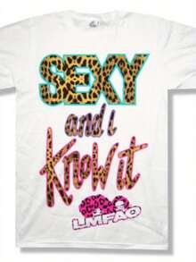 LMFAO Sexy And I Know It Cheetah Text White T Shirt - 黑色 - 查看 1