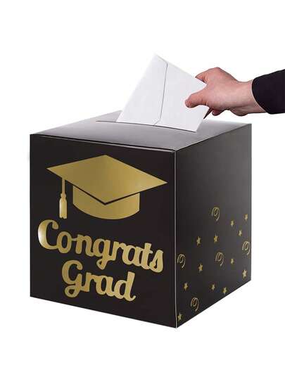 Graduation Card Box Holder, Congrats Grad Foldable Cardboard Decorations Box For Graduation Party Decoration And Grad Parties,Graduation Decorations 2026 Graduation Box Graduation Card Box For Graduation Gift Graduation Party Favors Decor Party Supplies(Black)
