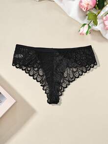 1 Pc Ladies Feather Pattern Lace Patchwork Panties Gorgeous Sexy Elegant Ladies Thongs - Multicolor - View 2