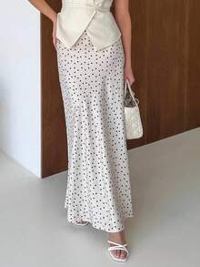 Look Polly 女士夏季波点波西米亚风半身裙，修身显瘦长裙，适合约会、派对、海滩、通勤 白色 - 白色 - 查看 5