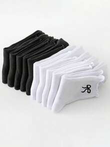 5/10双新款女童袜，荷叶边设计，透气舒适，蝴蝶结装饰，刺绣工艺，中筒袜，春夏时尚，简约百搭 - 彩色 - 查看 3