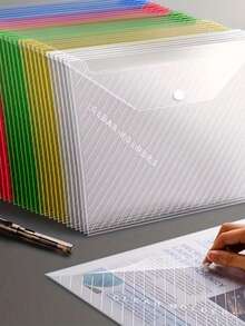 10 Peças/20 Peças Conjunto de Pastas de Arquivo A4 com Clipes, Multicoloridas, Adequadas para Armazenar Provas, Livros Escolares e Organizar Documentos de Escritório. Pasta Anelar A4 Durável com Mecanismo de Trava, Aplicável para Escola, Escritório, Organização Doméstica - Conjuntos - Visão 2