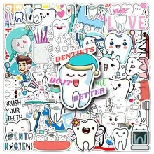 50 pièces Autocollants de protection des dents, convenant pour ordinateur portable, bouteille d'eau, guitare, vélo, voiture, , bagage, planche à roulettes, graffiti, autocollants mignons, meilleur cadeau pour les adolescents et les jeunes adultes, fournitures de scrapbooking - Prenez bien soin de vos dents-1141 - Voir 6