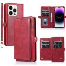 For IPhone 17/17 Air/17 Pro Max/16/11/12/13/14/15 Pro Max/15 Plus/13 Mini Wallet Case, Wireless Charging Compatible, Flip Folio Leather-Style Phone Case With Card Holder, Magnetic Closure Credit Card Slot, Protective Wallet Cover, Best Choice For Holidays And Birthday Gifts - 粉色 - 查看 5