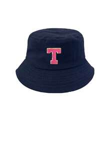 1pc Foldable Soft Brim Women's Sun Hat With 26 English Letter Pattern, UV Protection Outdoor Camping Hiking Beach Bucket Hat, Spring/Summer - Navy Blue - View 7