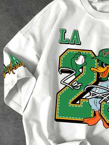 MAISONFOX Áo thun nam LA 23 Duck Baseball Print phong cách retro, in hình phong cách grunge, quần áo đường phố, trang phục Cơ đốc giáo, áo thun cỡ lớn, áo in hình Chúa Giê-su, áo thun đồ họa Y2K, áo thun, quần áo Cơ đốc giáo, chơi chữ phong cách Gothic - trắng - Xem 5