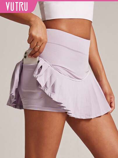 VUTRU Pleated 2 In 1 Sports Skirt, Pocket Tennis Skirt For Fitness, Running, Badminton