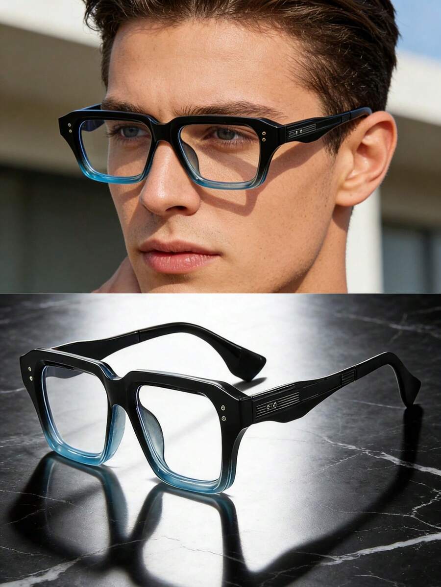 1pc Men's Small Square Frame Computer Glasses, Suitable For Viewing Computers, Phones, E-Sports Gaming, Travel, Also Fashionable Accessory For Women - Nhiều màu - Xem 1