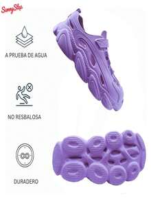 Zapatillas deportivas resistentes al agua con talón reforzado diseño aireado y suela de alto agarre ideales para salidas al aire  días lluviosos - Púrpura malva - Ver 3