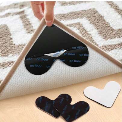 4/8/12pcs Carpet Tape, PU Washable Non-Slip Reusable Carpet Grippers