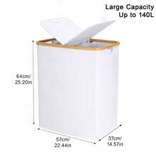 140L Laundry Hamper With Lid And 2 Removable Liners Large Capacity For Dirty Clothes Storage In Bedroom Bathroom - 白色 - 查看 3