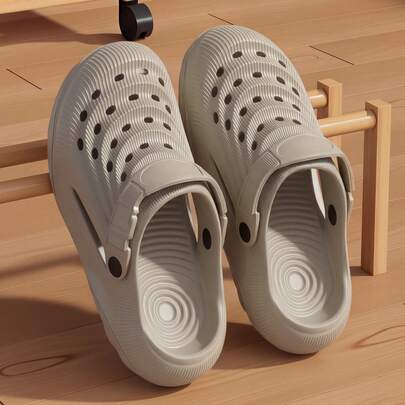 Men's Breathable Soft Bottom Casual Outdoor Sandals With Arch Support, Suitable For Driving, Fishing, Spring/Summer, Convertible Closed Toe Slippers