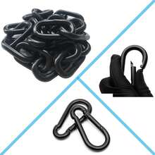 Heavy Duty Black Hanging Chain With Carabiners, 0.5m, 800 LB Capacity For Hammocks, Chairs & Punching Bags - Black Metal Chain 20 Inch 1 Pack - View 3