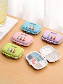 便携式药盒，印有“Medicane Bag”字样和三种药丸图案，防潮药盒，分格设计，旅行药盒，每日药盒，小巧药盒，可放入口袋或钱包，便携式药盒，药品维生素收纳盒，男女通用可重复使用药盒，药品计划表，每日口袋大小的药盒，用于存放维生素、药品、补充剂，旅行必备配件，药袋，药盒，医院包，急救包，药品收纳袋，药品储存袋，邮轮必备，度假必备，旅行用品 - 彩色 - 查看 1