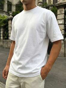 男士夏季宗教风格图案T恤，印有“击败敌人”任务标语，街头时尚 - 白色 - 查看 4