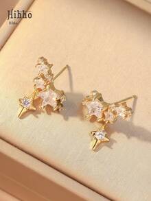 Hihho 1对时尚创意星空耳钉，精致珠宝耳环，适合日常佩戴和节日场合 - 星空耳環 - 查看 6
