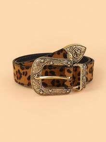 1pc Kids New Leopard Print Wide Belt, High-Quality PU Cowboy Style Belt For Students - Multicolor - View 5