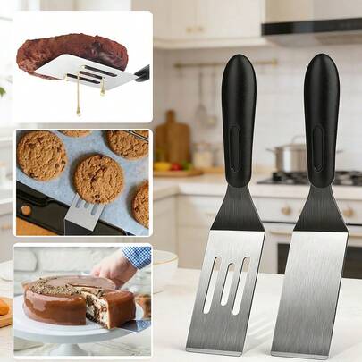Mini espátula de acero inoxidable, adecuada para panqueques, galletas, lasaña, tartas en la cocina, también se puede usar para hornear y freír, una herramienta de cocina pequeña ideal para restaurantes