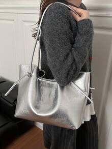 Túi đeo vai cao cấp đa năng, dung tích lớn, kiểu dáng tối giản, dành cho nữ, năm 2026. - Bạc - Xem 6