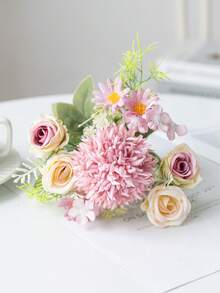 1pc 10.62 Inch Romantic Artificial Daisy Rose Fake Plant Plastic Centerpiece Decor, Suitable For Spring/Autumn Wedding Vase Floral Arrangement, Applicable For Mother's Day/Father's Day/Holiday Birthday/Party Decoration/Wedding/Room/Home/Kitchen/Bedroom/Living Room/Dining Table Decor/Bridal Bouquet/Outdoor Garden Decor, Ramadan Decor, Birthday Party Supplies, New Year Gift, Valentine's Day Gift - Purple - View 4
