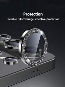 Funda protectora de lente de cámara con brillo para Galaxy S26/S26+/S26 Ultra, de vidrio templado resistente a arañazos, protección de cámara, resistente al desgaste, brillo antideslizante, a prueba de golpes, anti-caída, anti-huellas - Negro - Ver 8