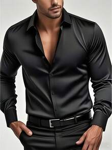 5-Pack Plus Size Men's Business Elegant Solid Color Long Sleeve Shirts - Casual Multi-Function Button-Down Collar Suitable For Outings And Parties - Plus Size Men's Shirts - Formal Plus Size Men's Clothing - Office Wear - Professional Attire - Classic Collar - Fashionable Plus Size Men's Wear - 混合色3 - 查看 2