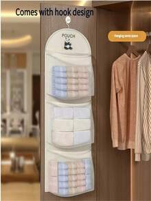 1/2/3 Estante de pared montado con bolsas de rejilla con bolsillos transparentes, para almacenar ropa interior y calcetines; Organizador colgante de almacenamiento de múltiples capas, adecuado para dormitorio y armario del hogar; Bolsa de almacenamiento de sujetador y pantis que ahorra espacio - Multicolor - Ver 6