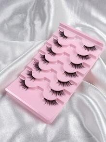 7对半截假睫毛，自然黑色带猫眼睫毛，防水尖头仿貂毛假睫毛，纤细轻盈的半截假睫毛，可重复使用，尖头假睫毛，送给女性和女孩的礼物，睫毛嫁接，假睫毛，单簇假睫毛 - 眼尾拉長款 - 查看 2