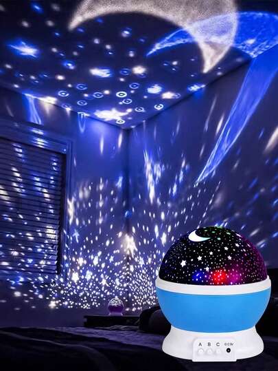 1pc Star Projector Night Light, Moon & Stars Projector Lamp, 360 Degree Rotation, Cosmos Starry Projector Table Lamp For Bedroom Party Decoration Birthday Gift