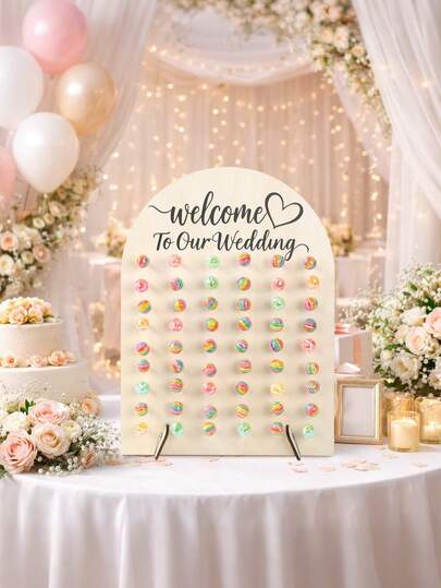 一套木制棒棒糖展示架，60孔棒棒糖展示架，创意糖果架，适用于婚礼派对甜点桌装饰，欢迎选购我们的婚礼设计木制棒棒糖展示架，适用于婚礼、生日、周年纪念日、新年等场合，可用作餐桌中心装饰糖果架、棒棒糖架、新年纸杯蛋糕架、蛋糕装饰架、蛋糕托架、婚礼装饰、派对用品、婚礼配件、婚礼餐桌蛋糕架