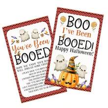50 Pcs Halloween Game Cards You've Been Booed Boo Basket Stuffers For Friends Family Pumpkin Ghost Candy Spooky Card For Him Or Her Boo Greeting Cards Happy Halloween Party Supplies -03 - 如圖所示 - 查看 6