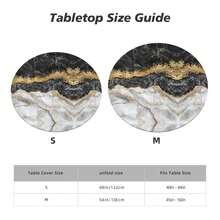 Marble Round Fitted Tablecloth With Elastic Edged, Circle Tablecover Waterproof  Household Table Cover For Outdoor Indoor Patio Kitchen,Home Kitchen Dining Camping Table Decor 40~50 In - Marble Gold Leaf - 查看 5