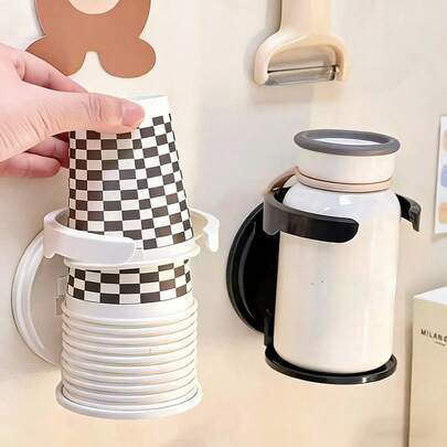 1pc Foldable Cup Holder, Secures Cups To Save Space, Suitable For Office, Dorm, RV, Cup Storage (Black/White), Suitable For Holidays, Gifts, Decorative Items