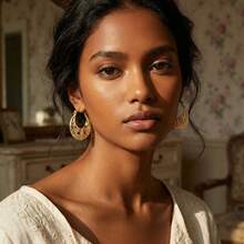 1 Pair/2pcs Retro Elegant Religious Copper Hoop Earrings - Inlay Virgin Mary And Flower Shaped Filigree Hollow Design, Luxury Hypoallergenic Jewelry, Ideal For Casual & Gift Giving Virgin - Our Lady - View 1