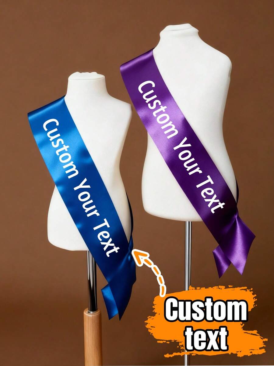 Custom Text Birthday Sash, Personalized Bride Sash For Bachelorette Party, Customized Mom To Be Sash, Sweet 16 Sash, Retirement Sash, Satin Belt For Weddings And Pageants, Graduation Sash - Style a - View 1